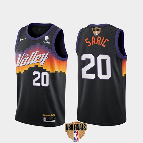 Men's Phoenix Suns #20 Dario Saric 2021 Black NBA Finals City Edition Stitched Jersey Men's Phoenix Suns #20 Dario Saric 2021 Black NBA Finals City Edition Stitched Jersey